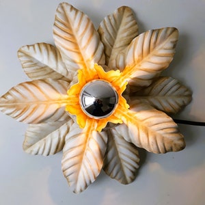 70s flower lamp metal white flower wall lamp ceiling lamp 70s