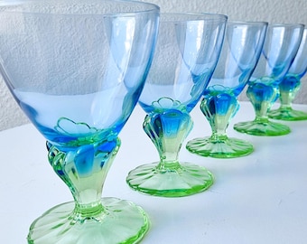 Bormioli Rocco Cobalt Blue 6set ヴィンテージ 2 Bormioli Rocco Art Glass Cobalt Blue Swirl Clear Glasses | eBay