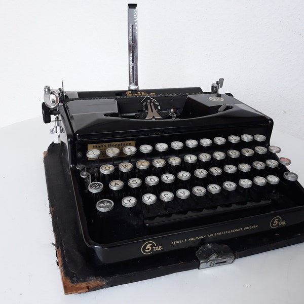 40s "Erika" travel typewriter antique typewriter Seidel & Naumann transport case black Typewriter 40s