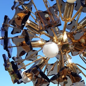 70s Italy Sputnik pendant light Cult Vintage Loft 11 light points brass lamp 70s