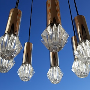 70s Original Vintage Star Chest Crystal &quot; Bankamp &quot; Cascade Hanging Lamp 70s
