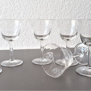 50s glass wine glass glasses set of 6 aperitif vintage hand-cut 60s