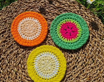 Posavasos de frutas de algodón a crochet
