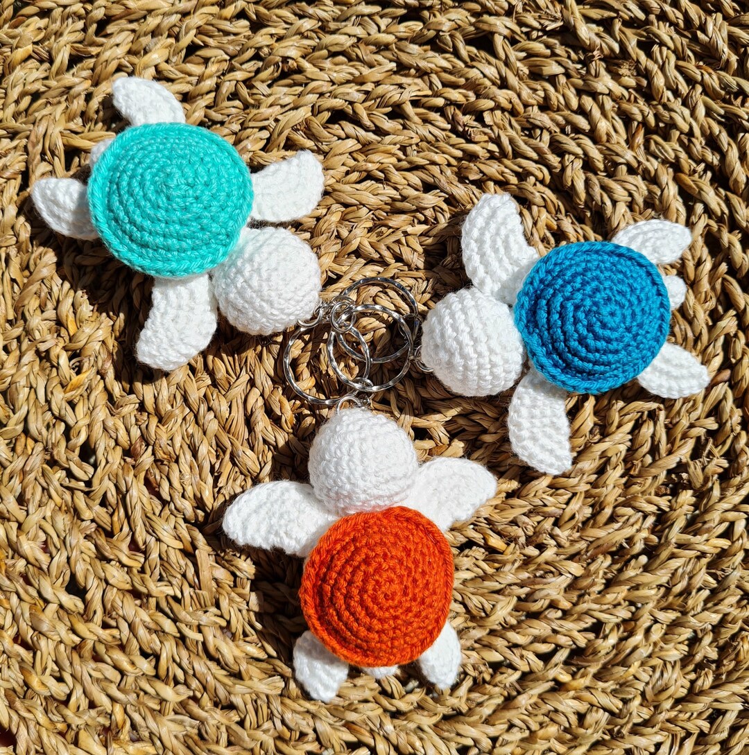 Crocheted Cotton Turtle Key Ring - Etsy