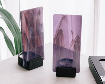 LE PHOTOPHORE PENSÉE - Fait main en France, design unique aux couleurs violettes pour bougie chauffe plat bougeoir pour décoration magique