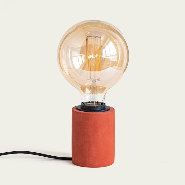 E27 LAMP BASE - ORANGE lamp handmade in France with fabric electrical cord perfect for the bedroom or living room