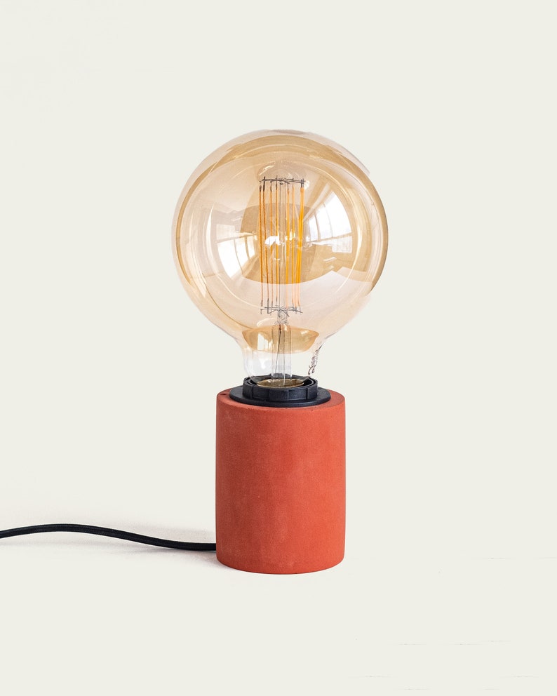 BASE LAMPE E27 ORANGE lampe fabriquée à la main en France avec cordon électrique en tissu parfait pour la chambre ou le salon image 1