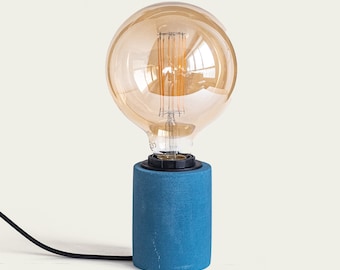 BASE LAMPE E27 - BLEU lampe fabriquée à la main en France avec cordon électrique en tissu parfait pour la chambre ou le salon