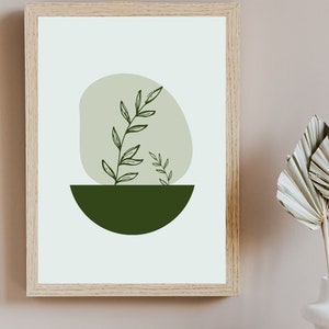 Printable wall art, Gallery wall, Modern prints, Bohemian decor, Green art, Plant, Leaves, Digital download, Floral print, Floral wall art