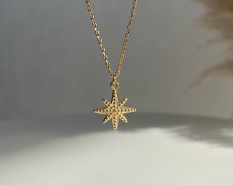 Gold Stainless Steel Star Pendant Chain Necklace