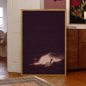 Retro Surfing Poster Surfer Wall Art Fine Art Photography Surf Magazine Print Coastal Cowgirl Wall Decor California Coast Art Beachy Poster