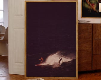 Retro Surfing Poster Surfer Wall Art Fine Art Photography Surf Magazine Print Coastal Cowgirl Wall Decor California Coast Art Beachy Poster