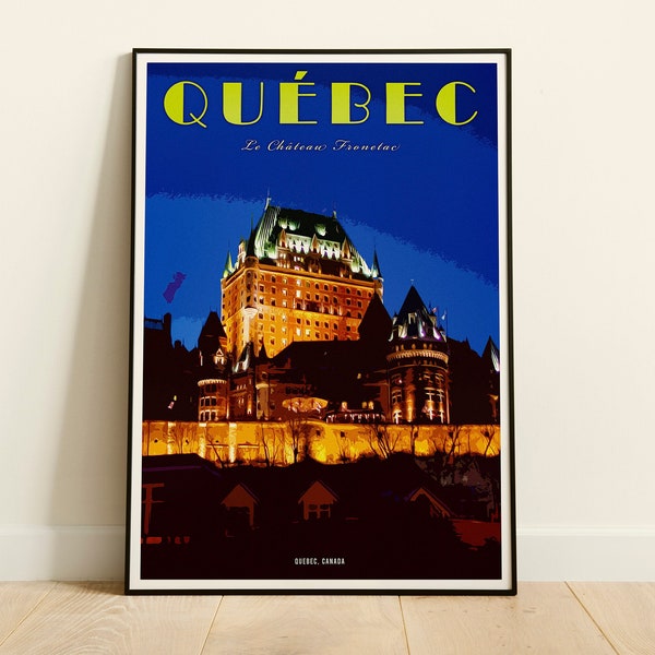 Fairmont Le Château Frontenac Retro Travel Poster, Quebec City Canada, Vintage Canadian Poster, Downtown Quebec Canada Print