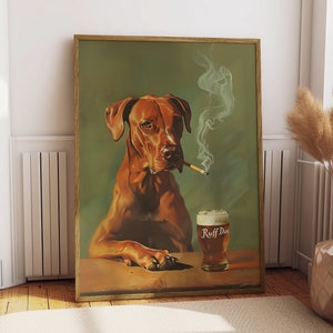 ラフデイ 面白い犬のプリント ビンテージ 飲料ポスター バー 壁飾り レトロビールポスター 男の隠れ家用 犬の壁アートポスター ゲームルーム用 彼のために