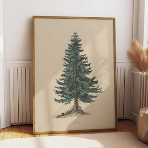 Vintage Pine Tree Zeichnung Druck Fine Art Poster Cabin Cottage Wand Kunst Natur Wand Dekor