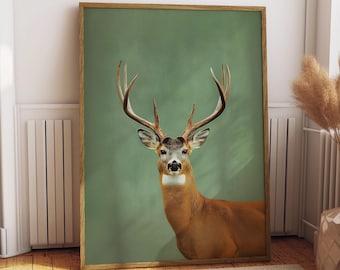 Vintage Whitetail Deer Hunting Print Retro Outdoors Poster Travel Poster Cabin Cottage Wall Art Outdoor Sports Gift