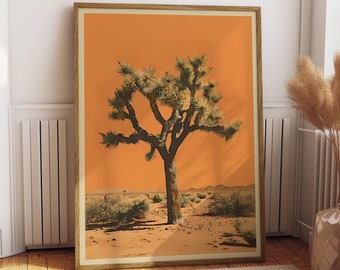 Vintage Joshua Tree Print, The Sonoran Desert Print Retro Outdoors Poster, Arizona Cabin Cottage Wall Art, Botanical Yucca Desert