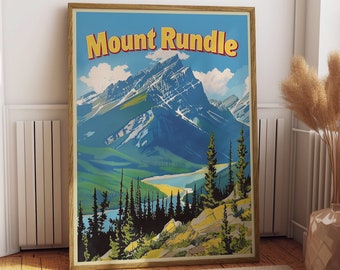 Vintage Banff-reisposter Mount Rundle Alberta Canada retro print poster Canadese Rockies Canada reizen print Banff National Park poster