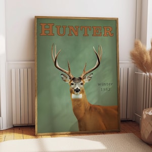 Vintage Whitetail Deer Jagddruck Retro Outdoors Poster Reiseplakat Cabin Cottage Wandkunst Outdoor Sports Dad Für ihn Geschenk für Jäger