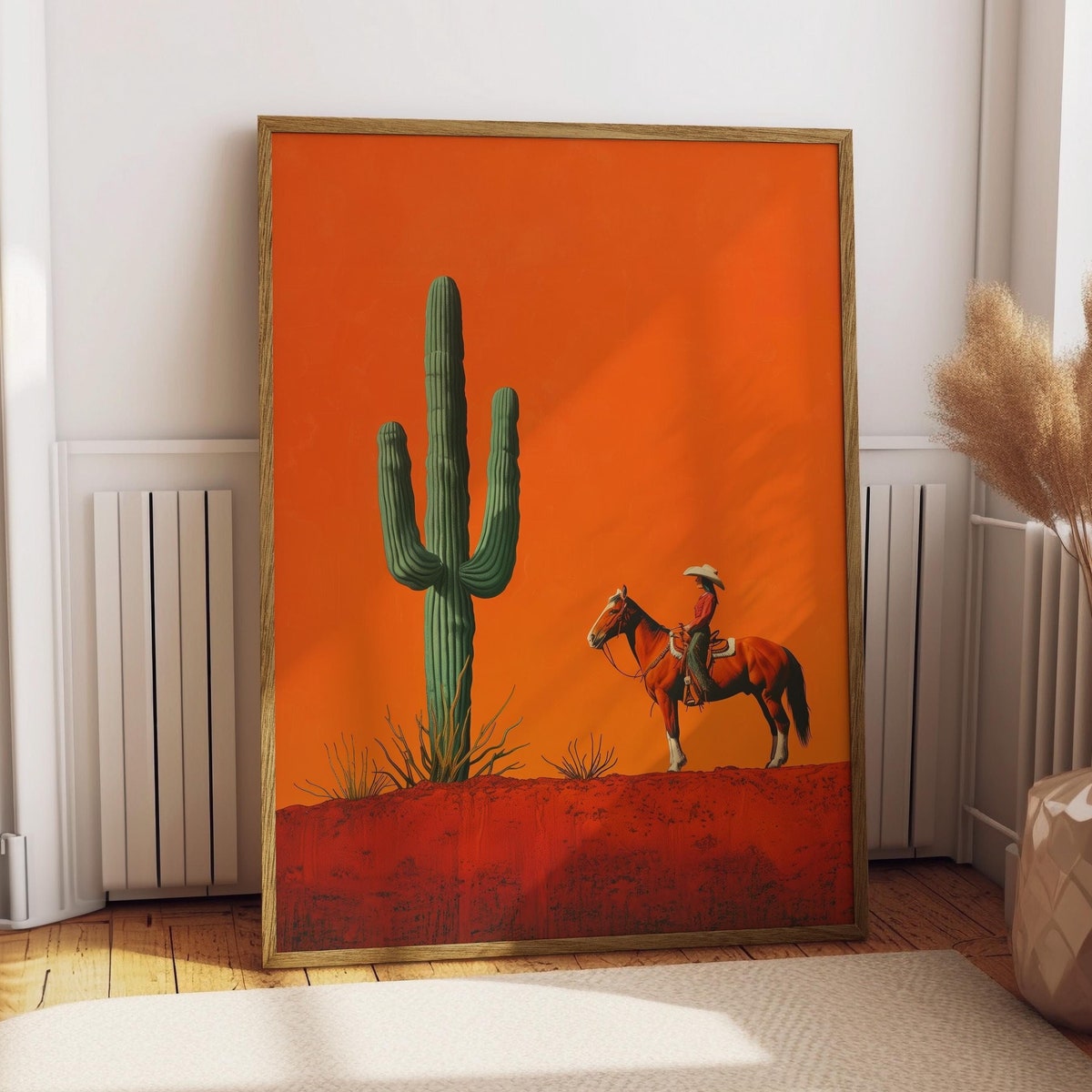 Cowgirl Minimalist Boho Western Illustration, Vintage Southwestern Boho Art, Cowboy Wall Print, Terracotta Sunset, Retro Cowboy Cowgirl Art - Etsy