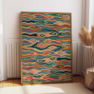 Cloud Pattern Etching Style Print, Moody Black and White Wall Art, Abstract Colorful Poster, Atmospheric Decor, Antique Etching, Fine Art