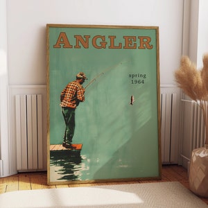 Pescatore Pesca Poster vintage Arte Poster da viaggio retrò Cabina Decorazione da parete Sport all'aria aperta Illustrazione del pescatore Regalo per la festa del papà per papà