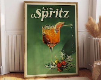 Plakat z koktajlem Aperol Spritz w stylu vintage Plakat z napojem w stylu vintage Dekoracja ścienna do baru Plakat z koktajlem w stylu retro do pokoju gier