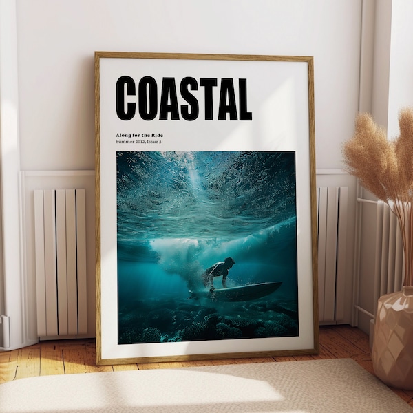 Surfing Magazine Poster, Surf Wall Art Poster, Retro Surfer Catalogue Poster, Surf Magazine Wall Art Print, Coastal Cowgirl