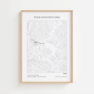 Custom Hiking Map Print, Personalized Topographic Trail Poster, Customizable Gift for Hiker, Your Favorite Hike Gift, Hike Wall Art