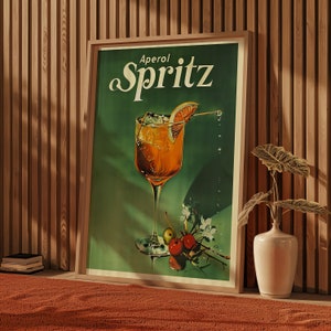 Vintage Aperol Spritz cocktailaffisch Vintage dryckesaffisch Barväggdekor Retro cocktailaffisch för barrum Affisch för spelrum bild 3