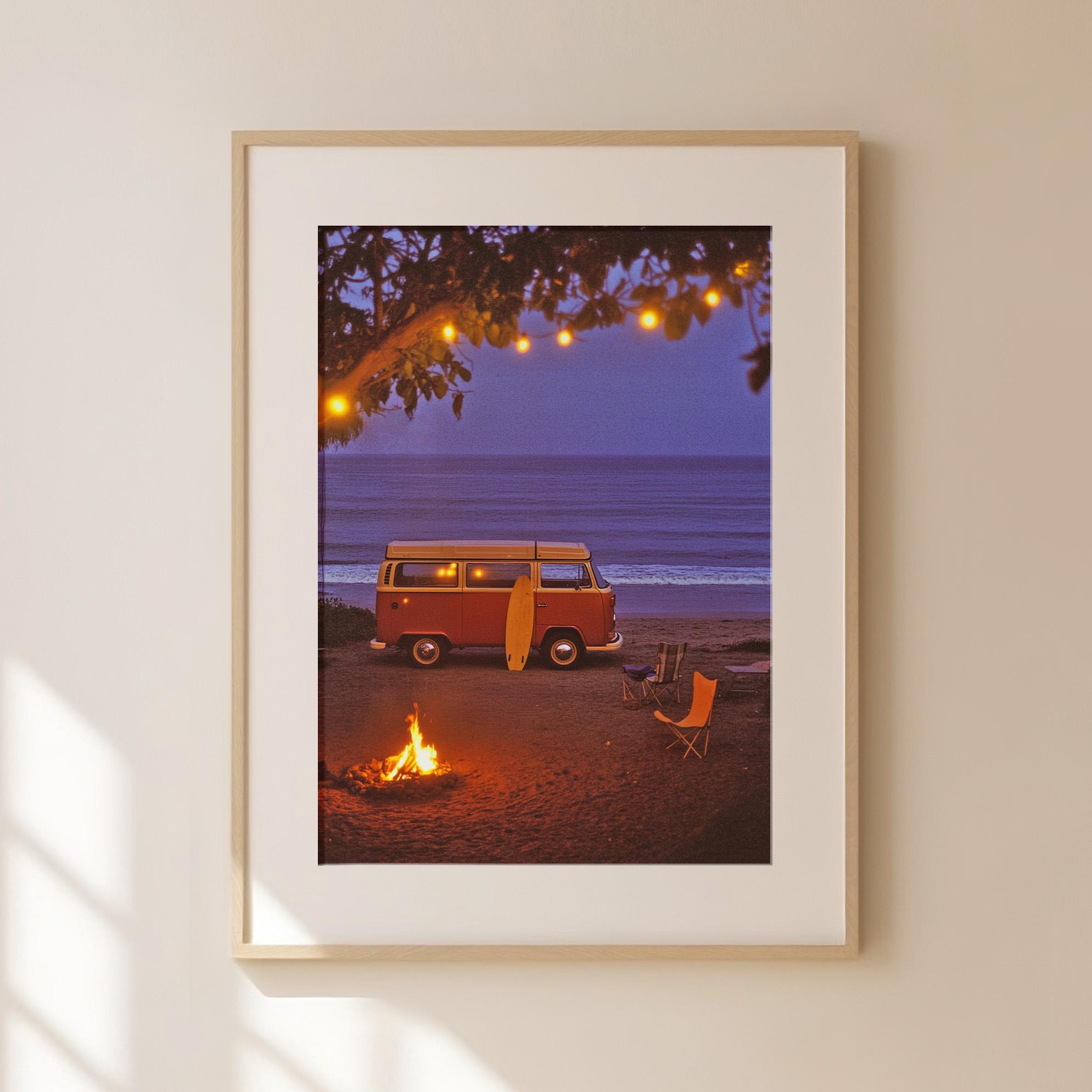 Camper Van on Beach Wall Art Fine Art Photography Surfing Poster ...