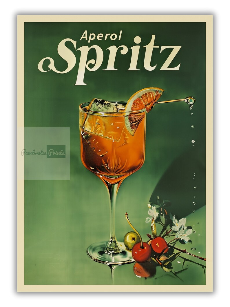 Vintage Aperol Spritz cocktailaffisch Vintage dryckesaffisch Barväggdekor Retro cocktailaffisch för barrum Affisch för spelrum bild 7