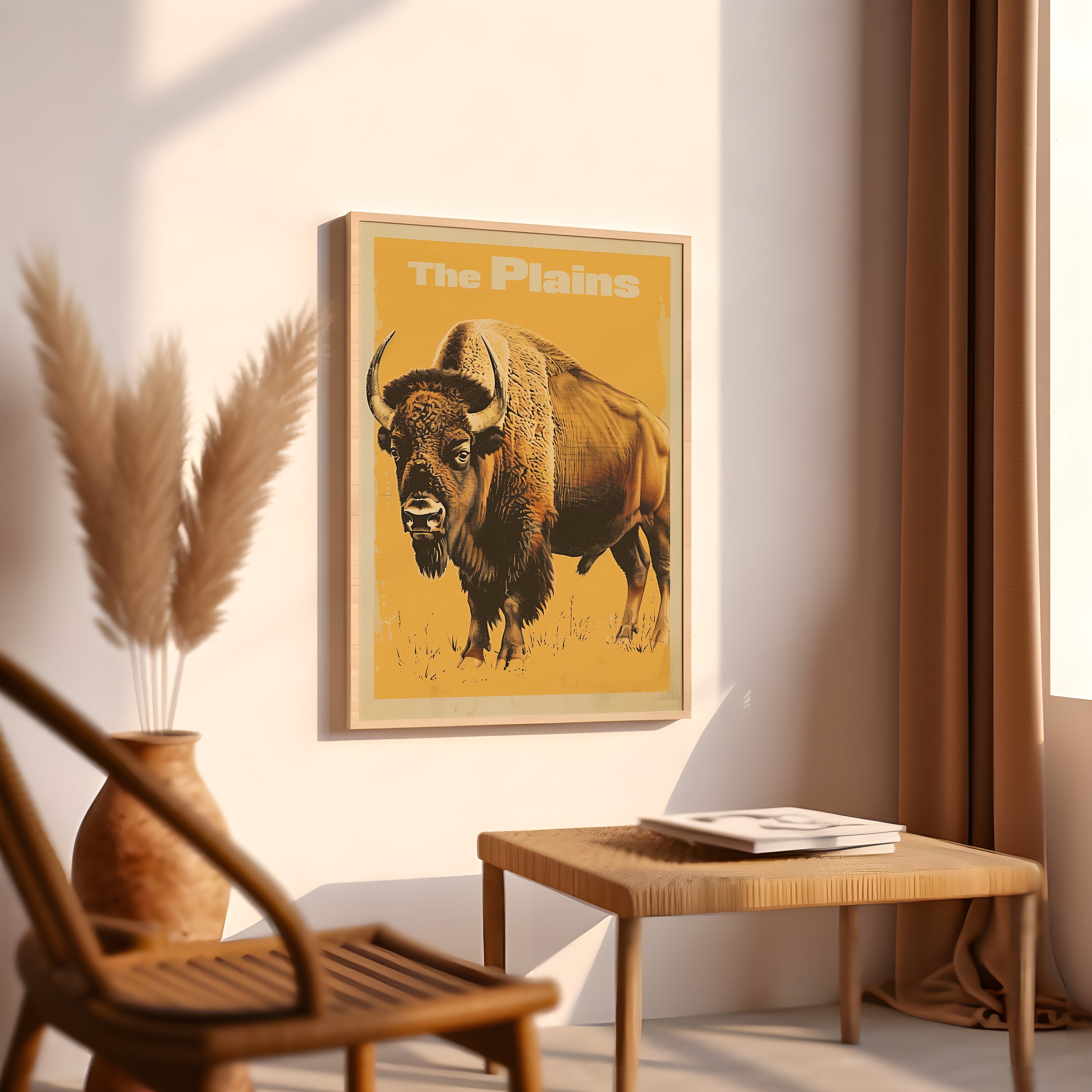 Vintage Bison Print, the Plains Print Retro Outdoors Poster, Retro ...