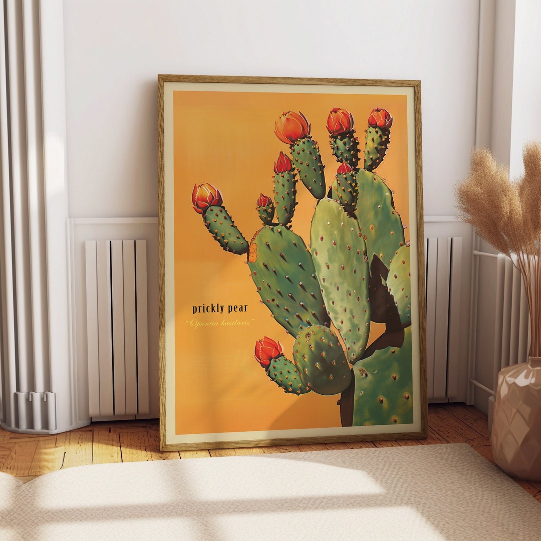 Vintage Prickly Pear Cactus Print, the Sonoran Desert Print Retro ...