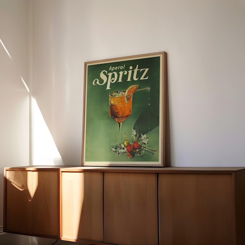 Vintage Aperol Spritz cocktailaffisch Vintage dryckesaffisch Barväggdekor Retro cocktailaffisch för barrum Affisch för spelrum bild 9