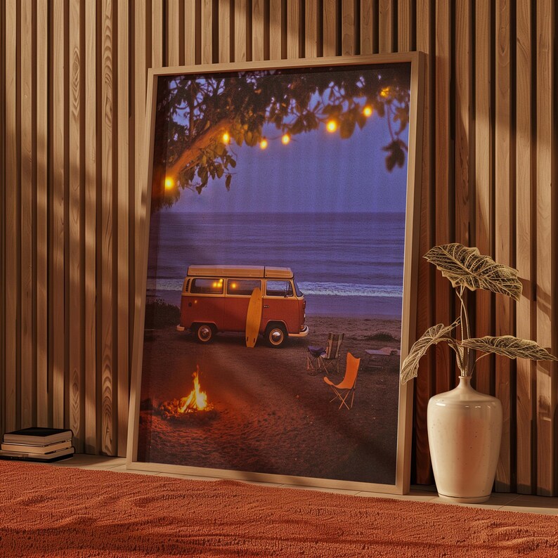 Camper Van on Beach Wall Art Fine Art Photography Surfing Poster ...