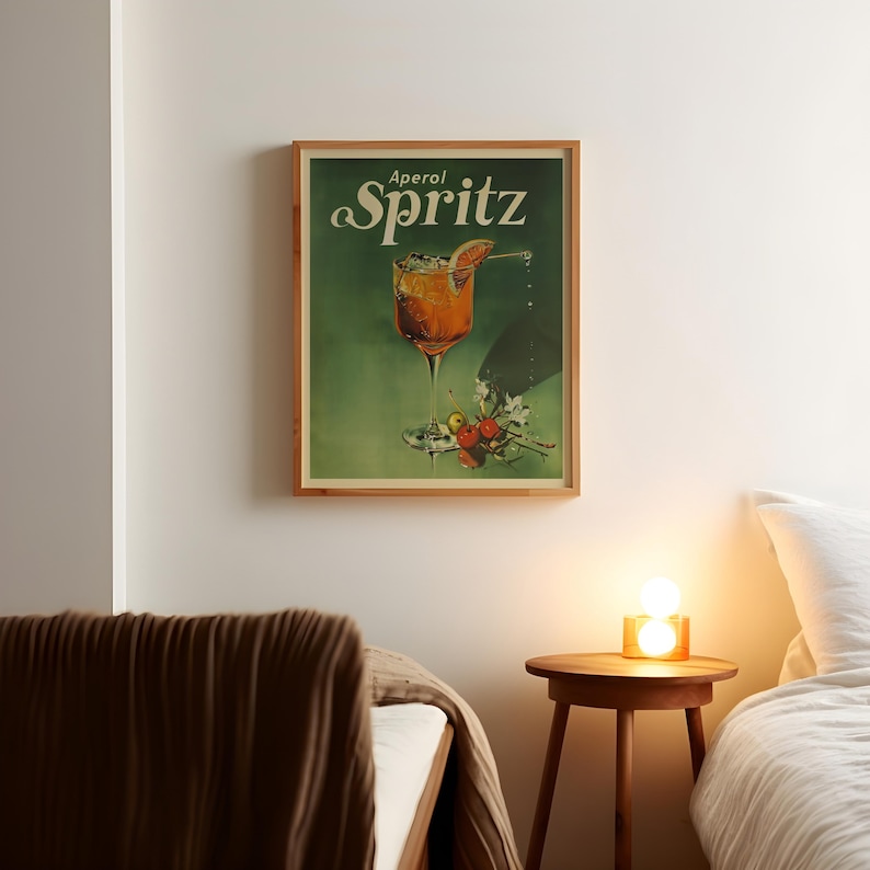 Vintage Aperol Spritz cocktailaffisch Vintage dryckesaffisch Barväggdekor Retro cocktailaffisch för barrum Affisch för spelrum bild 4