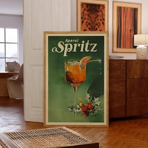 Vintage Aperol Spritz cocktailaffisch Vintage dryckesaffisch Barväggdekor Retro cocktailaffisch för barrum Affisch för spelrum bild 2