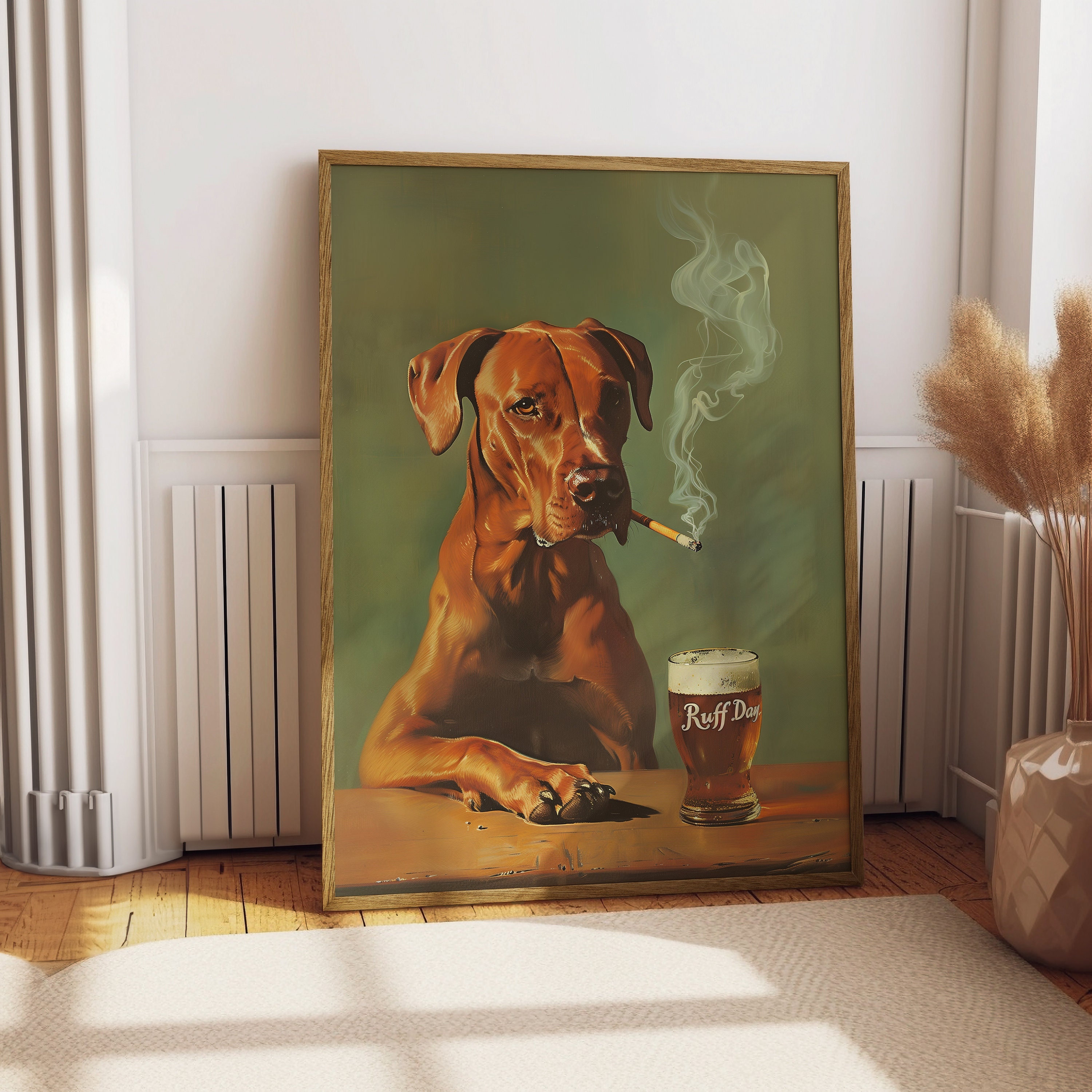 Ruff Day Funny Dog Print Vintage Beverage Poster Bar Wall Decor