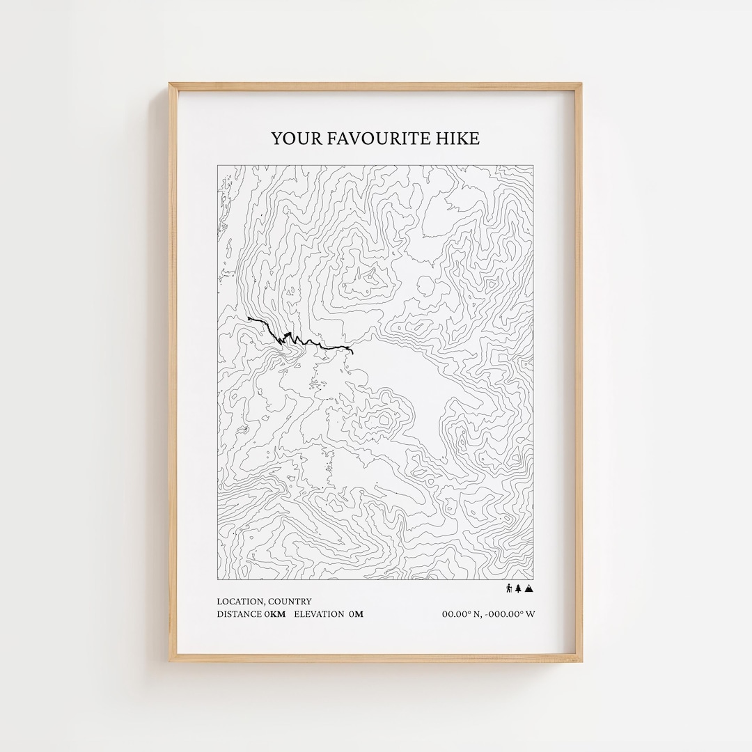 Custom Hiking Map Print, Personalized Topographic Trail Poster ...