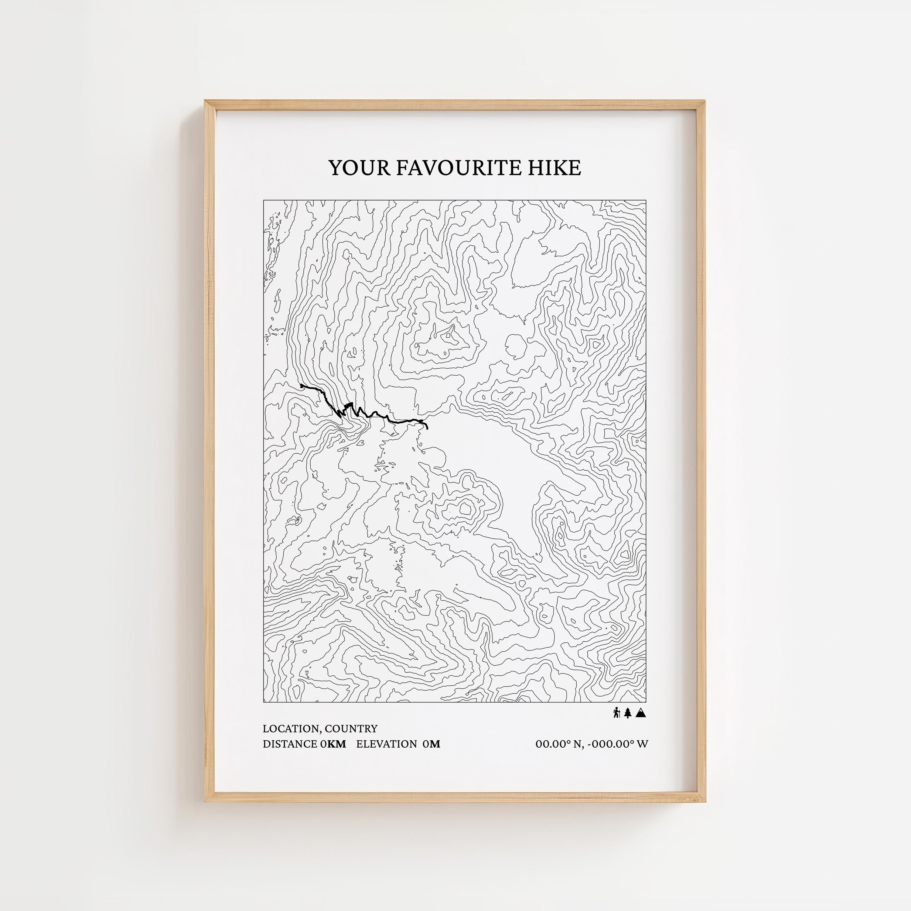 Custom Hiking Map Print, Personalized Topographic Trail Poster ...