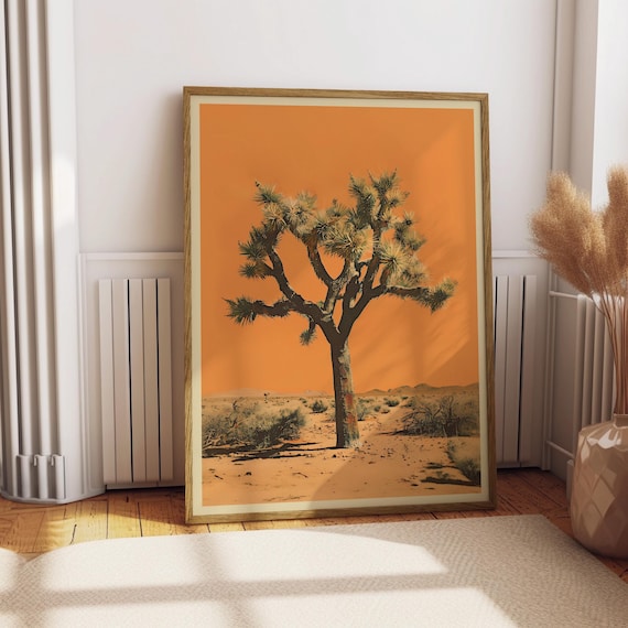 Vintage Joshua Tree Print, The Sonoran Desert Print Retro Outdoors Poster, Arizona Cabin Cottage Wall Art, Botanical Yucca Desert