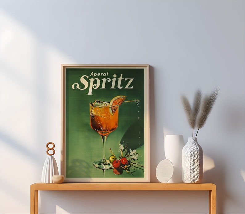 Vintage Aperol Spritz cocktailaffisch Vintage dryckesaffisch Barväggdekor Retro cocktailaffisch för barrum Affisch för spelrum bild 5