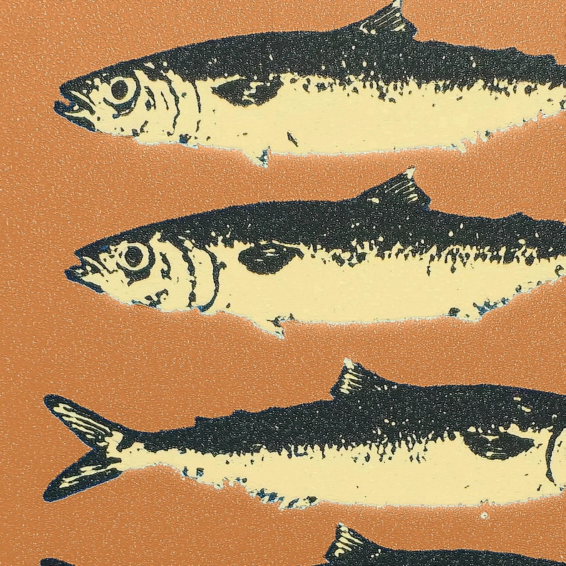 Retro popkonst-sardinertryck, vintage-affisch med utomhustidning, väggkonst med stuga, väggdekor med fiske, affisch för pappa bild 4