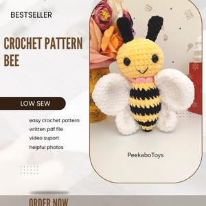 Bee Amigurumi, Amigurumi Bee, Small Amigurumi Bee, Crochet Pattern Bee ...