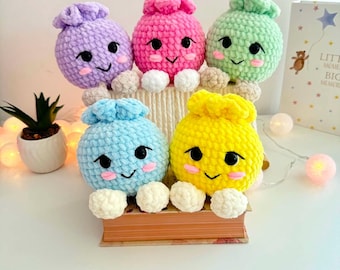 Dimple the Dumpling , Crochet Pattern , No - Sew Amigurumi , Steamer Dumpling ,  Kawaii Plush , PDF Pattern