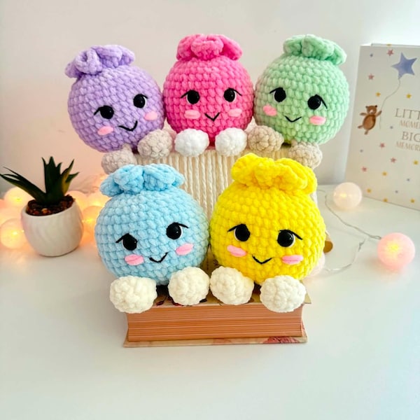 Dimple the Dumpling , Crochet Pattern , No - Sew Amigurumi , Steamer Dumpling ,  Kawaii Plush , PDF Pattern