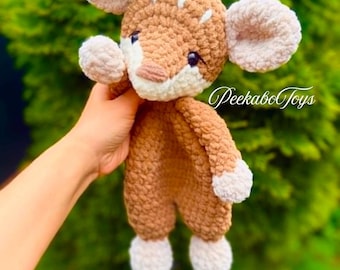 Fawn Crochet Pattern , Snuggler Fawn , Amigurumi Reindeer , Christmas Snuggler , Comforter Bambi , Low Sew Fawn , Deer tutorial