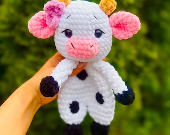 Cow Snuggler Crochet Pattern , Easy low sew Amigurumi Lovey , Comforter Cow Amigurumi , Crochet Pattern Snuggler Cow