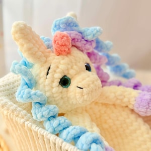 Unicorn Snuggler Crochet Pattern , Low Sew Amigurumi Lovey , Unicorn Amigurumi Comforter , Easy Crochet Pattern , Amigurumi Snuggler image 9